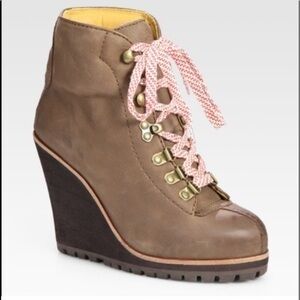 Ash Zenith Hiking Wedge Ankle Boots Lace Up Brown Leather Megan Fox Size 37/6